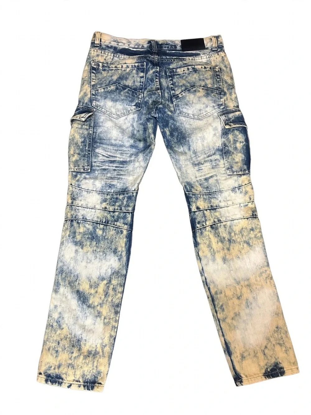 Men's  Lion Dynasty Distressed Acid-Wash Blue Jeans Slim Fit Unisex